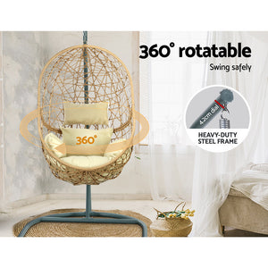 Outdoor Egg Swing Chair | Wicker Rattan Furniture | Pod Stand Cushion | Yellow
