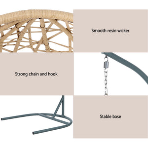 Outdoor Egg Swing Chair | Wicker Rattan Furniture | Pod Stand Cushion | Yellow