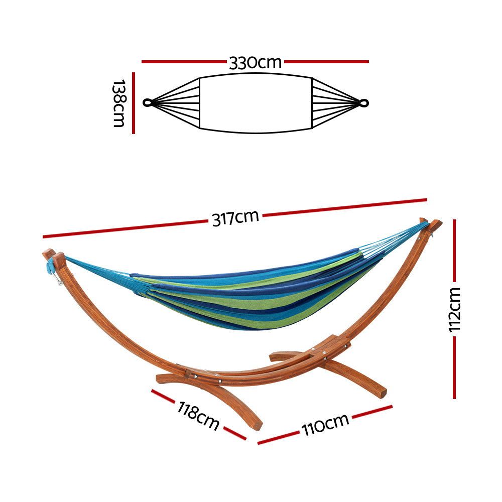 Gardeon Hammock Bed | Outdoor Camping | Timber Hammock Wooden Stand
