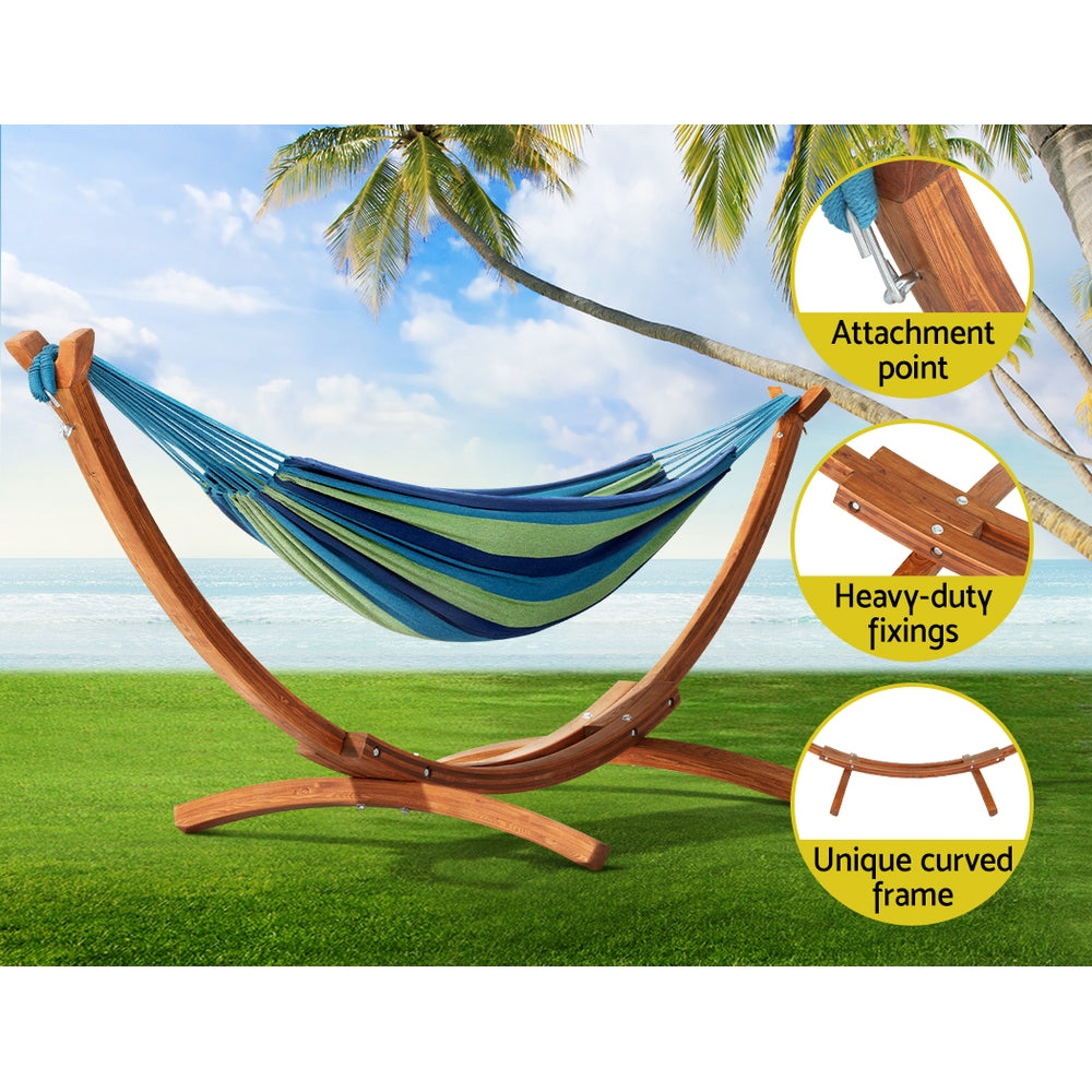Gardeon Hammock Bed | Outdoor Camping | Timber Hammock Wooden Stand