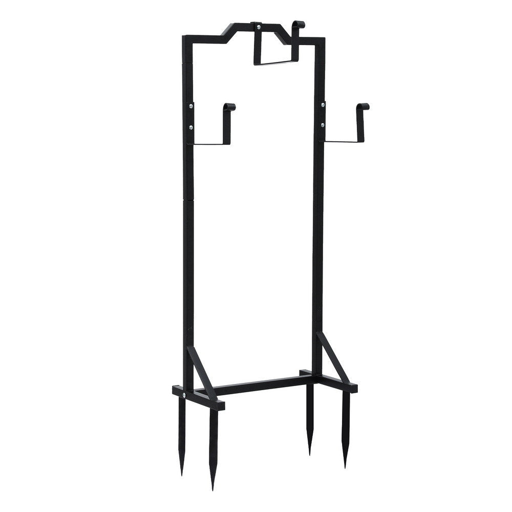 Garden Hose Holder Stand | Freestanding Metal | 4 Ground Spikes | Black