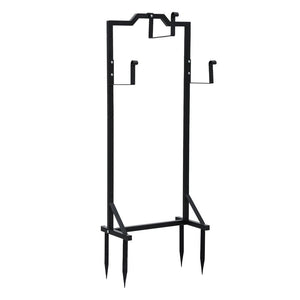 Garden Hose Holder Stand | Freestanding Metal | 4 Ground Spikes | Black