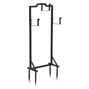 Garden Hose Holder Stand | Freestanding Metal | 4 Ground Spikes | Black