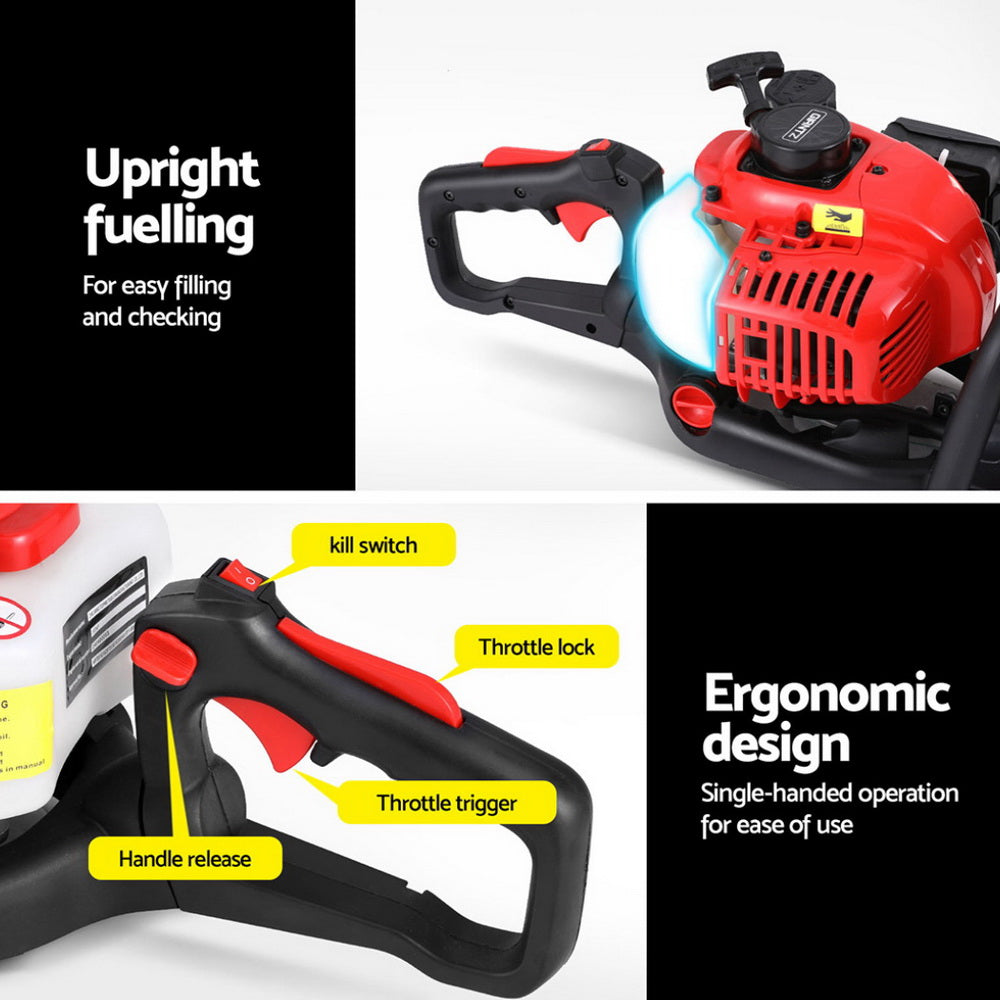 Petrol Hedge Trimmer | 25.4CC | 24" Dual Blade | Tree & Grass Garden Tool