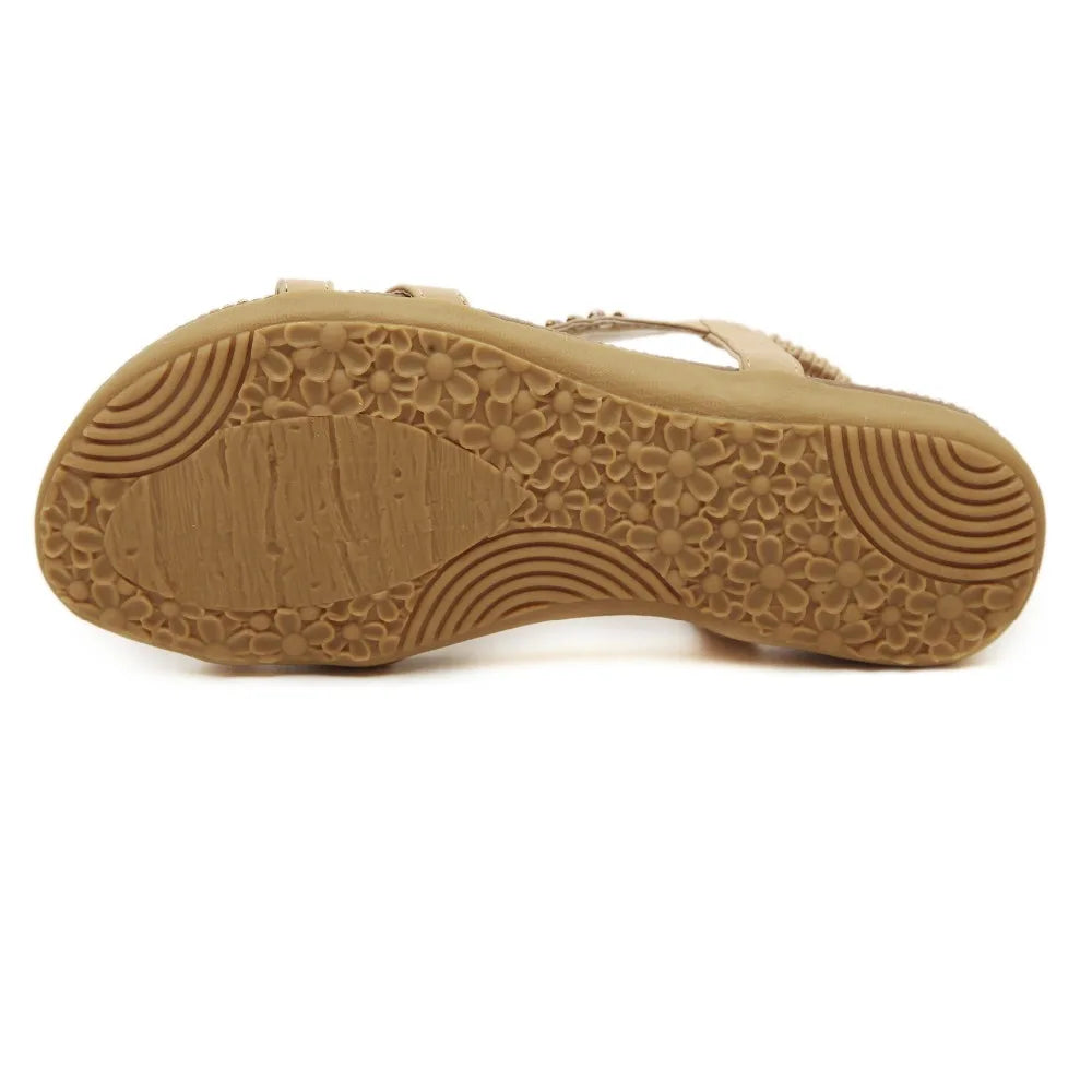 Hippie Beach Summer Sandals | Beige +  Black | Sizes 5-11