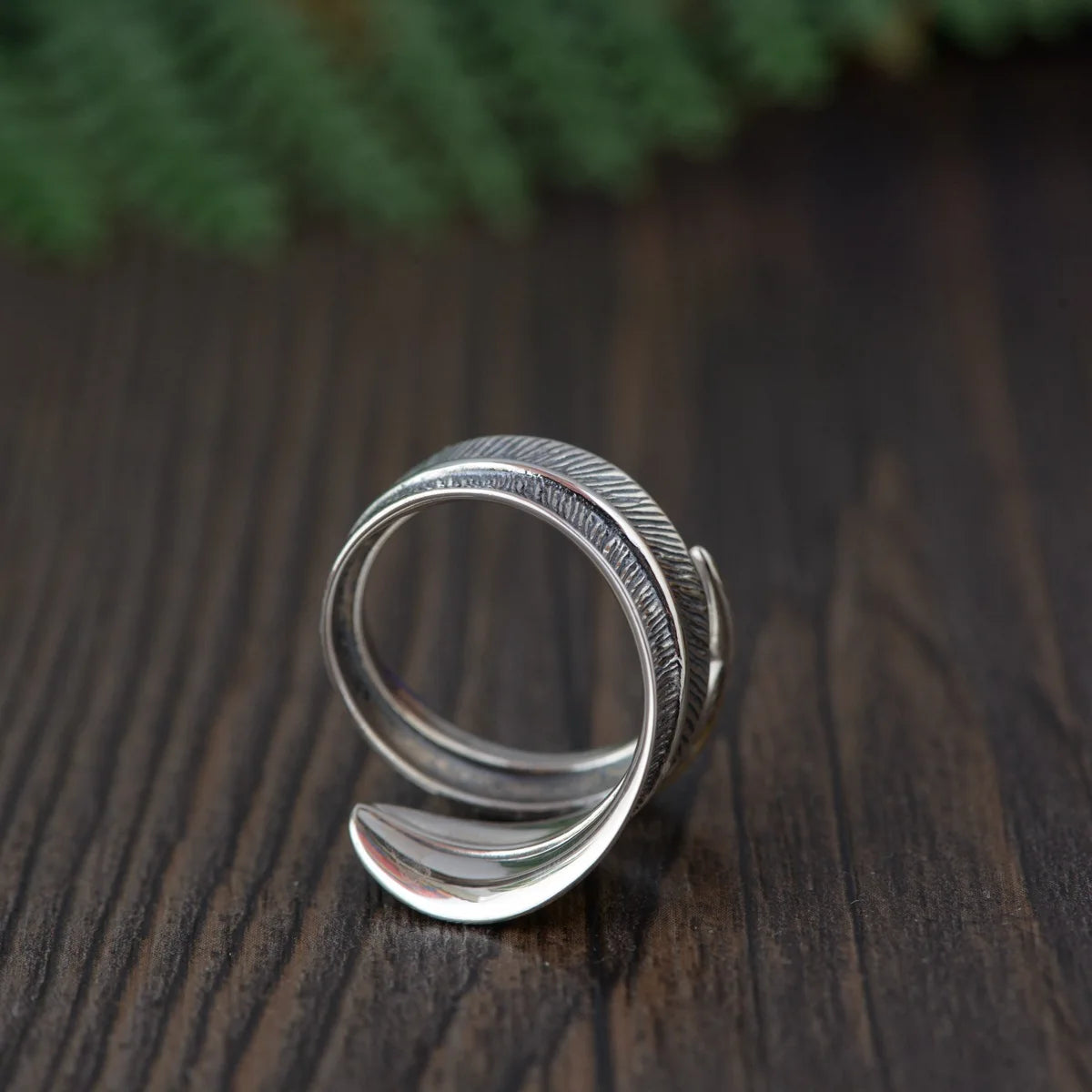 Pure 925 Sterling Silver Boho Styled Feather Ring | Adjustable