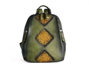 High Quality Women's Vintage Leather Back Pack With Embossing Design | Various Colours