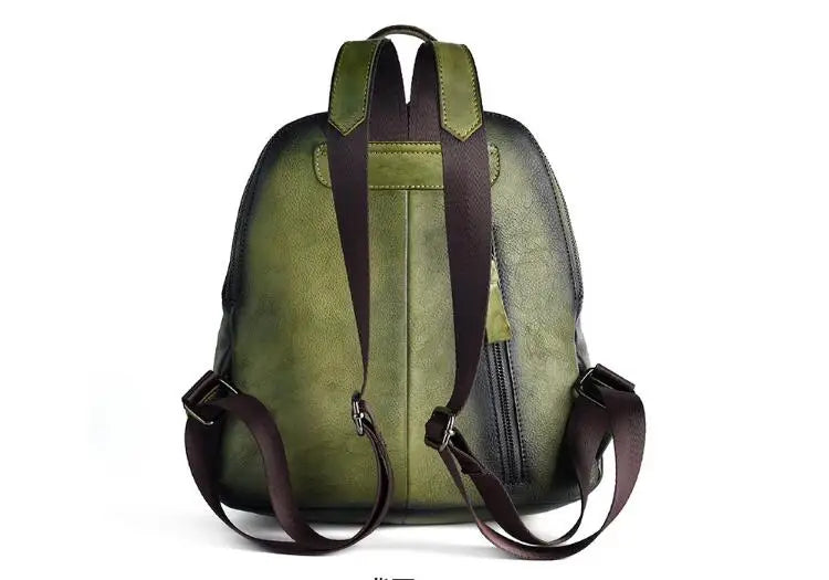 High Quality Women's Vintage Leather Back Pack With Embossing Design | Various Colours