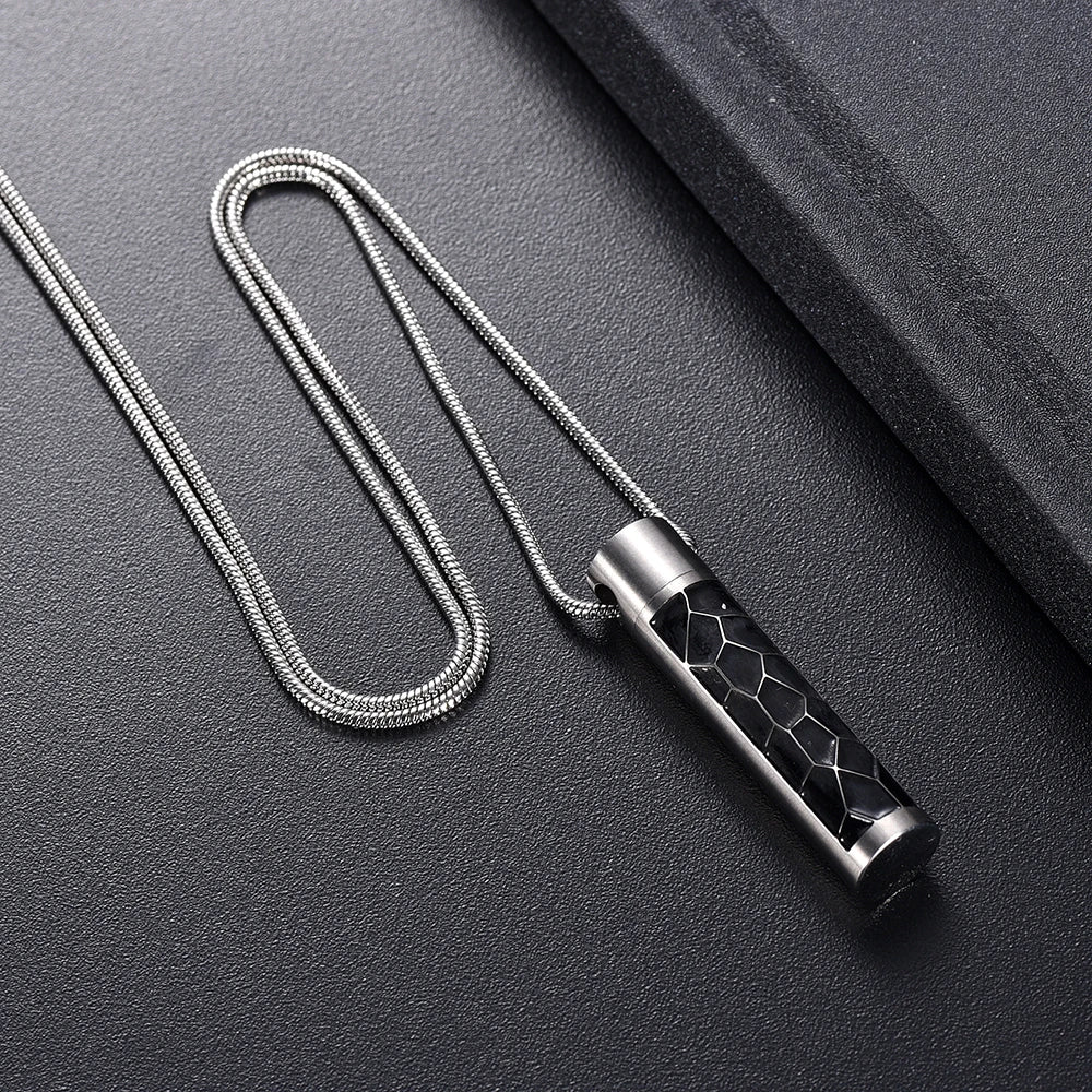 Large Cylinder Memorial Urn Necklace | Stainless Steel