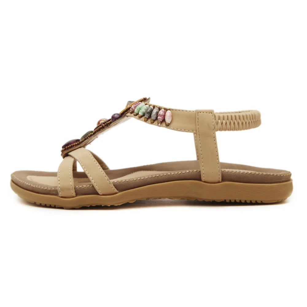 Hippie Beach Summer Sandals | Beige +  Black | Sizes 5-11