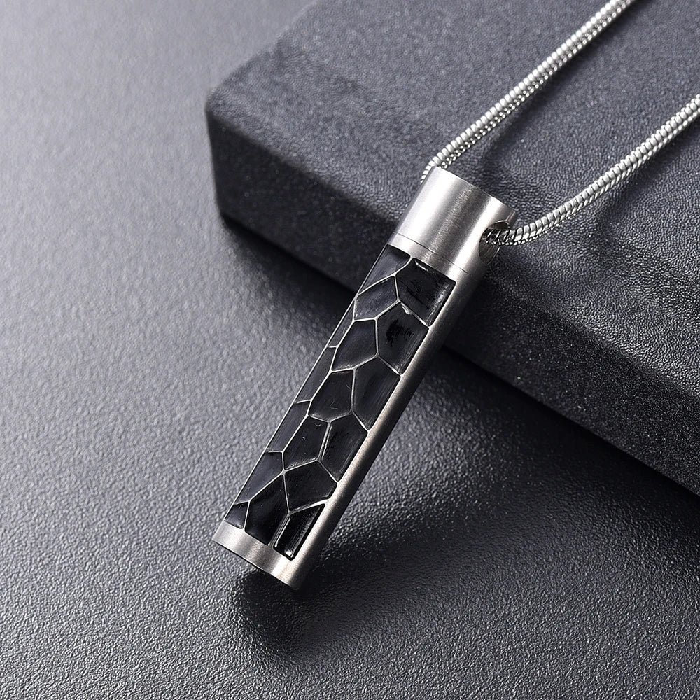 Large Cylinder Memorial Urn Necklace | Stainless Steel