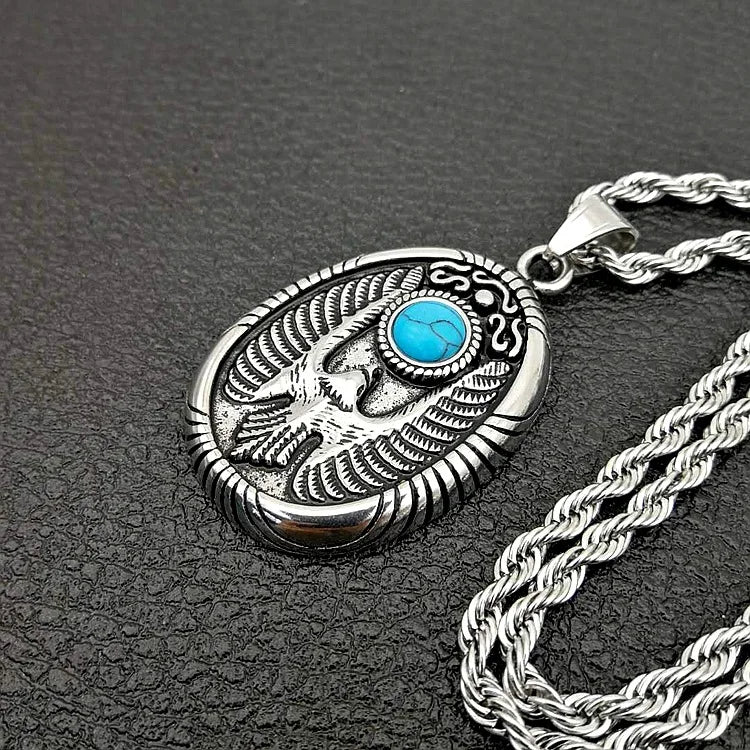 Vintage Boho Styled Egyptian Horus Eagle Necklace | Stainless Steel