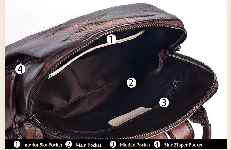 High Quality Women's Vintage Leather Back Pack With Embossing Design | Various Colours