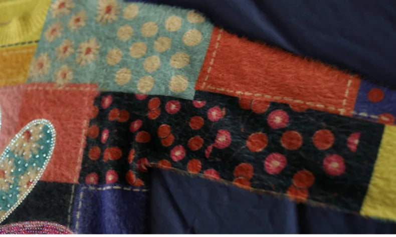 Colourful Hippie Patchwork Flower Sweater | Free Size