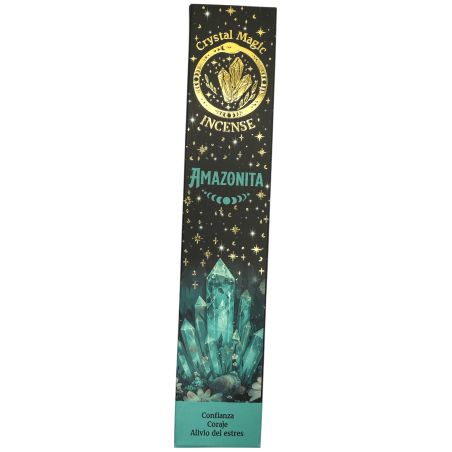 Hari Darshan Crystal Magic Amazonite Incense | 12 x 15g Packets | Jumbo Resin Sticks with Healing Amazonite Crystals