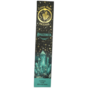 Hari Darshan Crystal Magic Amazonite Incense | 12 x 15g Packets | Jumbo Resin Sticks with Healing Amazonite Crystals