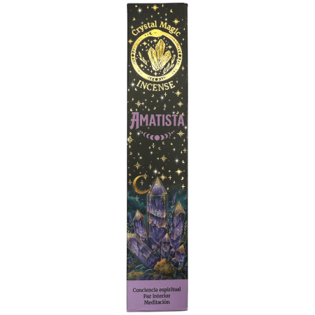Hari Darshan Crystal Magic Amethyst Incense | 12 x 15g Packets | Jumbo Resin Sticks with Amethyst Crystals