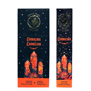 Hari Darshan Crystal Magic Carnelian Incense | 12 x 15g Packets | Jumbo Resin Sticks with Carnelian Crystals