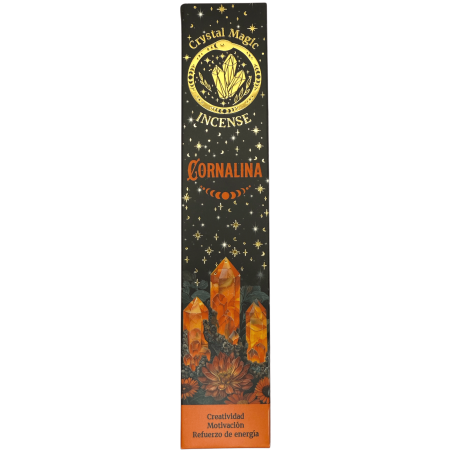 Hari Darshan Crystal Magic Carnelian Incense | 12 x 15g Packets | Jumbo Resin Sticks with Carnelian Crystals