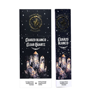 Hari Darshan Crystal Magic Clear Quartz Incense | 12 x 15g Packets | Jumbo Resin Sticks with Clear Quartz Crystals