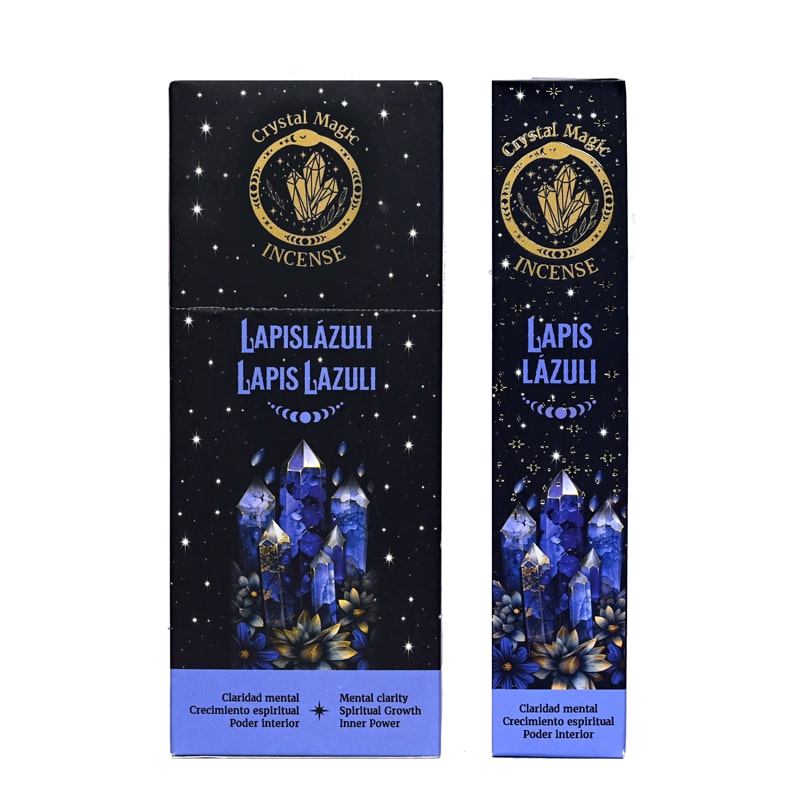 Hari Darshan Crystal Magic Lapis Lazuli Incense | 12 x 15g Packets | Jumbo Resin Sticks with Healing Lapis Crystals