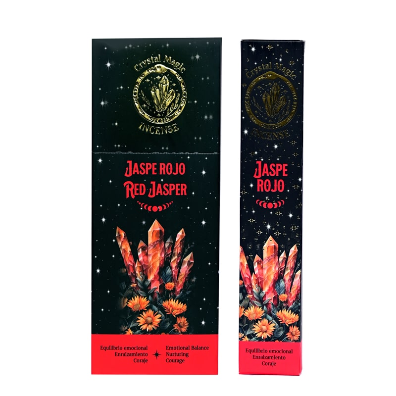 Hari Darshan Crystal Magic Red Jasper Incense | 12 x 15g Packets | Jumbo Resin Sticks with Red Jasper Crystals