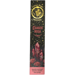 Hari Darshan Crystal Magic Rose Quartz Incense | 12 x 15g Packets | Jumbo Resin Sticks with Rose Quartz Crystals