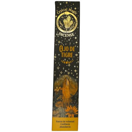 Hari Darshan Crystal Magic Tiger Eye Incense | 12 x 15g Packets | Jumbo Resin Sticks with Tiger Eye Crystals