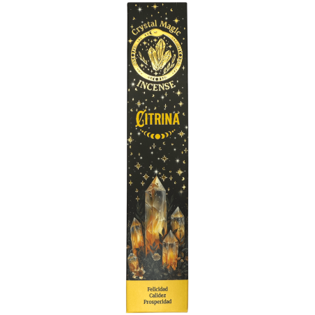 Hari Darshan Crystal Magic Citrine Incense | 12 x 15g Packets | Jumbo Resin Sticks with Citrine Crystals
