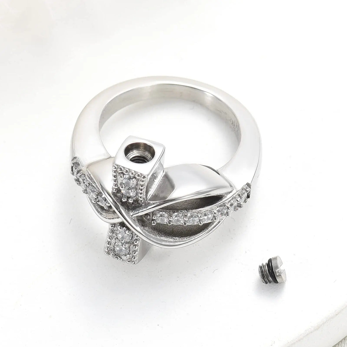 Cross Cremation Urn Finger Ring for Ashes | Stainless Steel