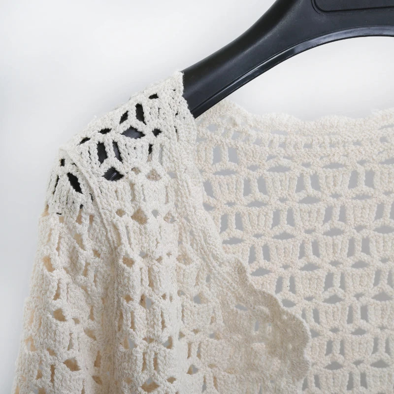 Women's Relaxed Cotton Loose Long Sleeve Cover Up | Beige Or White