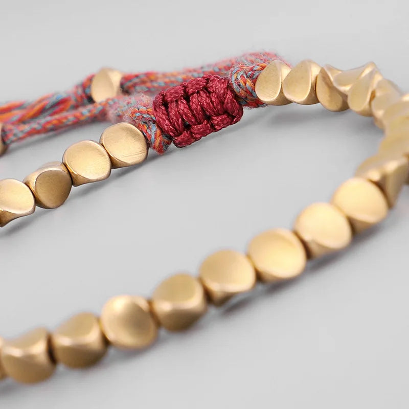 Handmade Lucky Buddhist Copper Beaded Bracelet