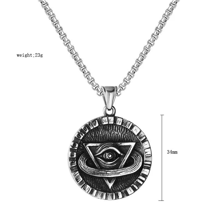 Providence Eye Pendant Necklace | Silver + Black | Various Chain Length