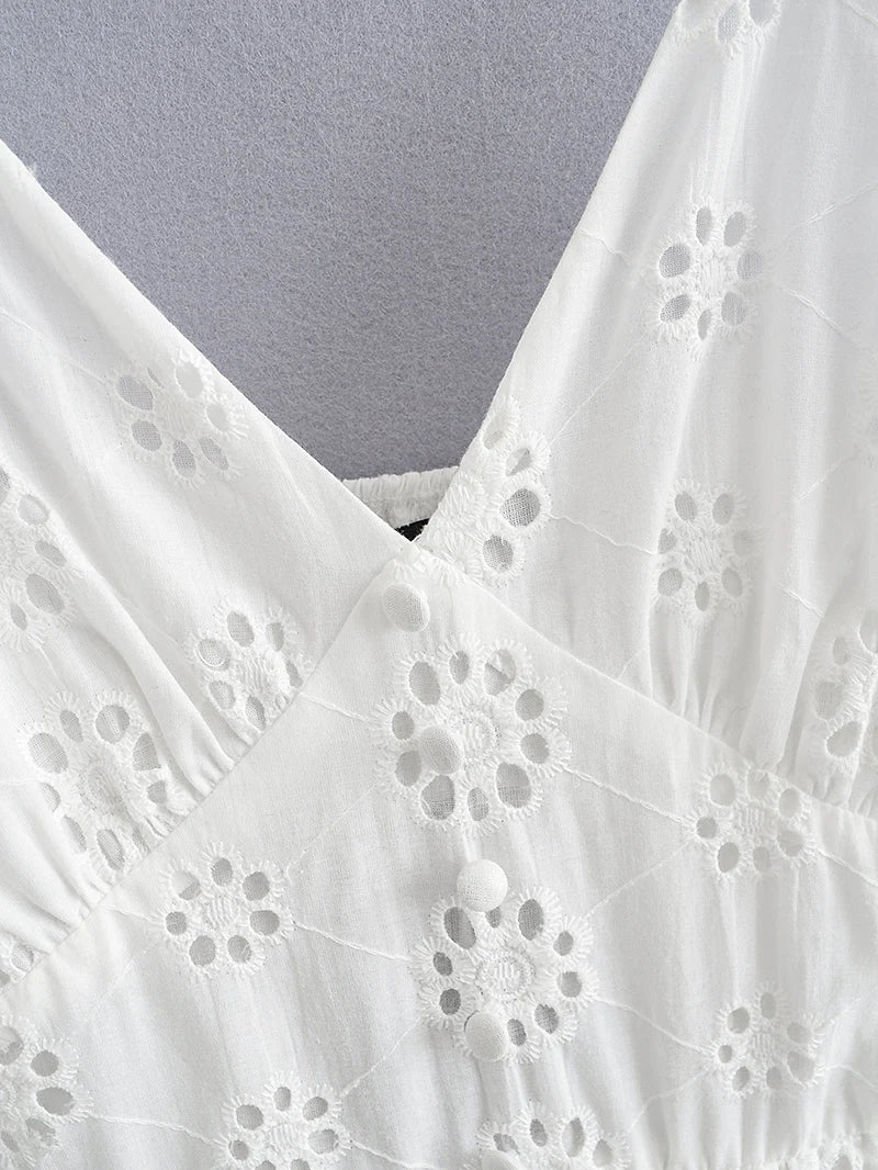 Cute Women's White Summer Bohemian Beach Dress | Sizes S-L