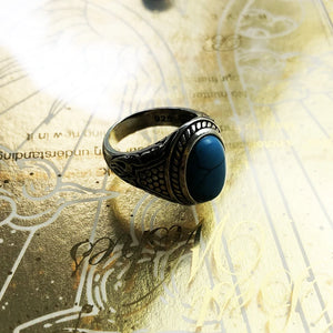 Bohemian Ethnic 925 Silver Finger Ring With Aqua Stone | Various Sizes