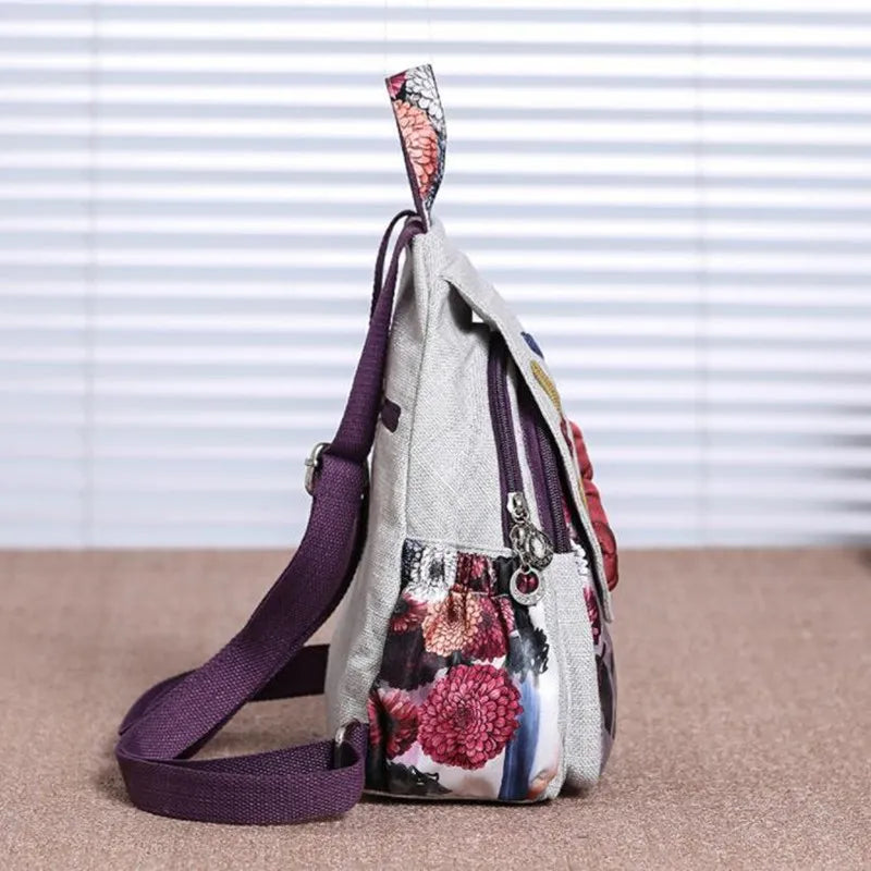 Unique Cool Cotton Back Pack With Flower Design | Handmade