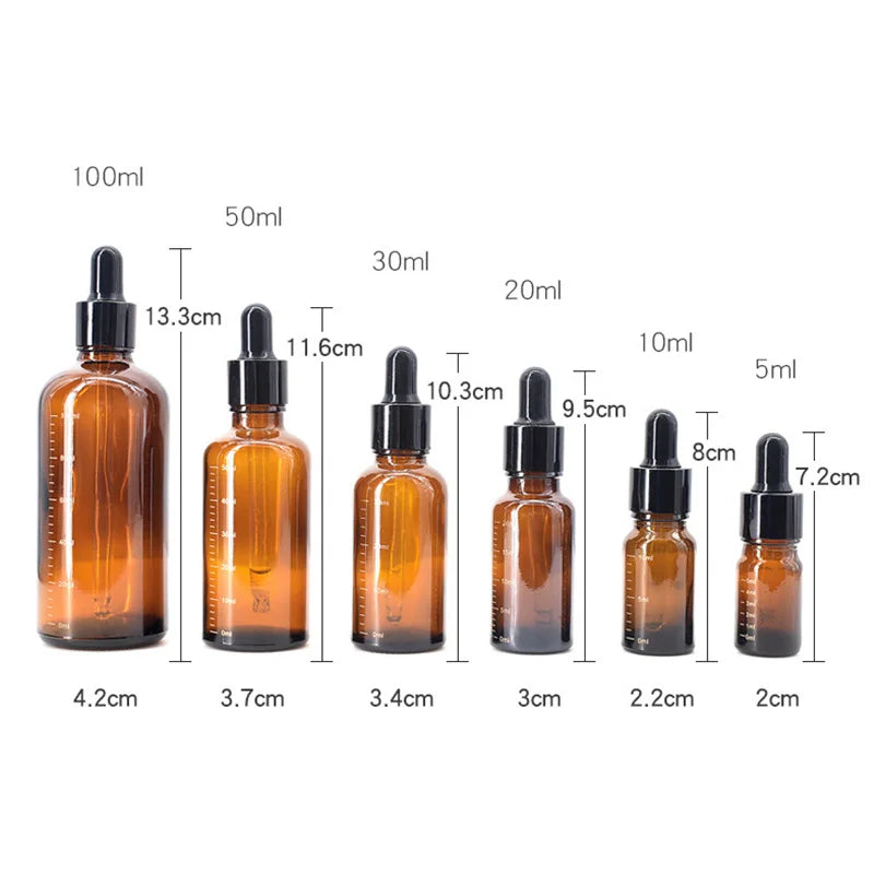 Amber Glass Oil Dropper Bottles With Scale | 5ml - 100ml Sizes