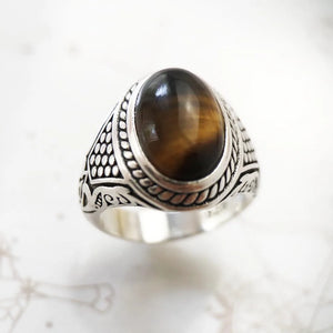 Powerful Bohemian Finger Ring With Brown Oval Stone | Various Sizes
