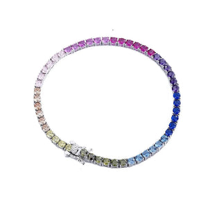 Beauitful Hippie Rainbow Coloured Bracelet With Zircon Cystals | 925 Silver | Various Sizes