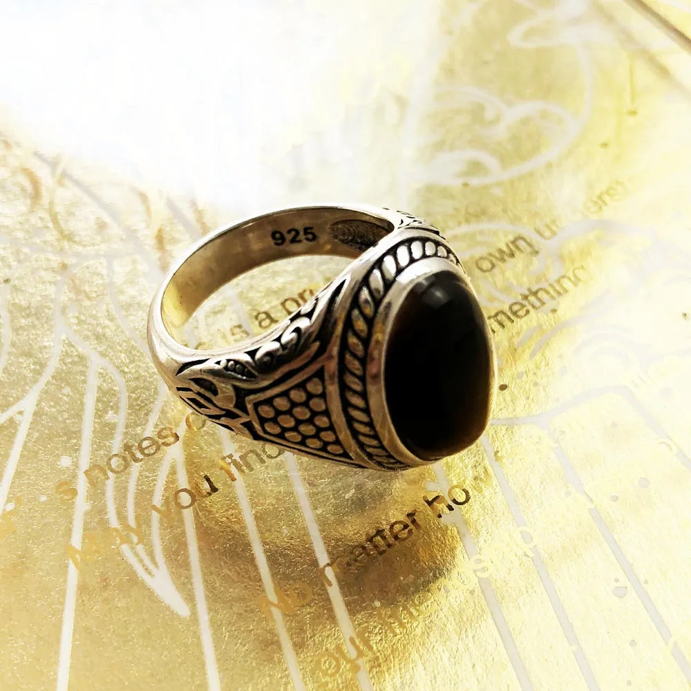 Powerful Bohemian Finger Ring With Brown Oval Stone | Various Sizes