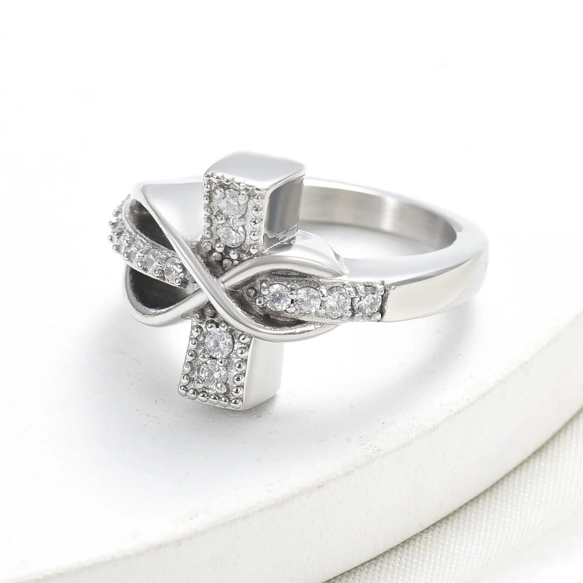 Cross Cremation Urn Finger Ring for Ashes | Stainless Steel