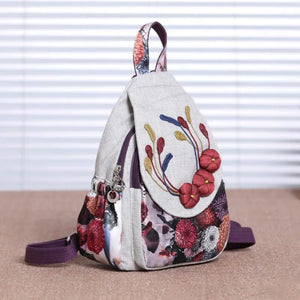 Unique Cool Cotton Back Pack With Flower Design | Handmade