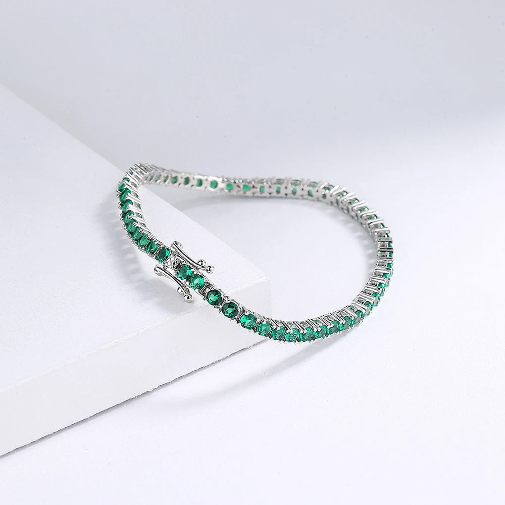 925 Silver Elegant Hippie Styled Bracelet With Green Zircon