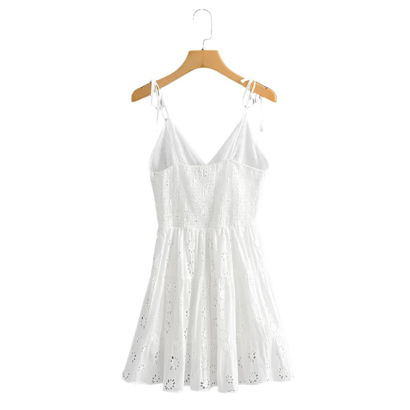 Cute Women's White Summer Bohemian Beach Dress | Sizes S-L