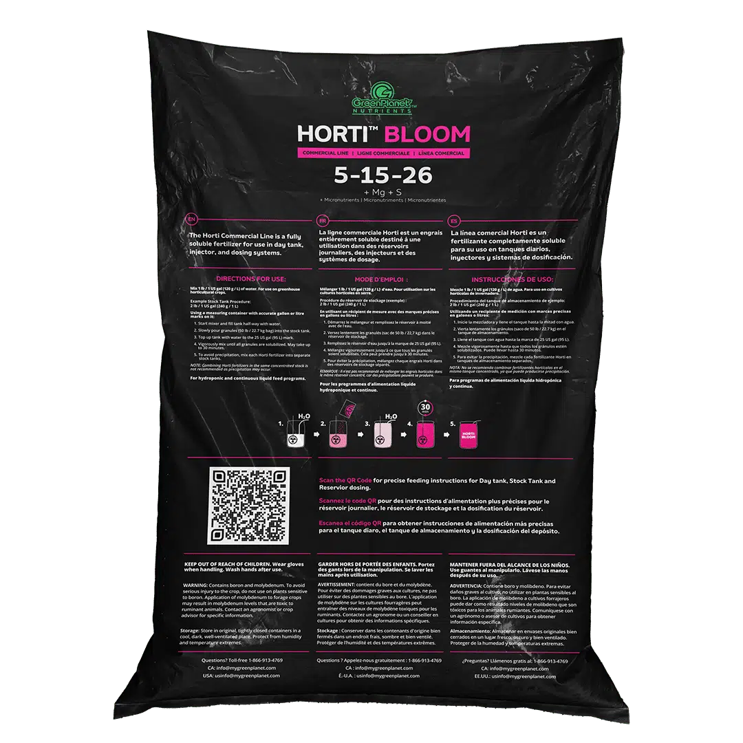 Horti Bloom 5-15-26 + Mg + S + Micronutrients | Early to Mid-Flower Nutrient Formula