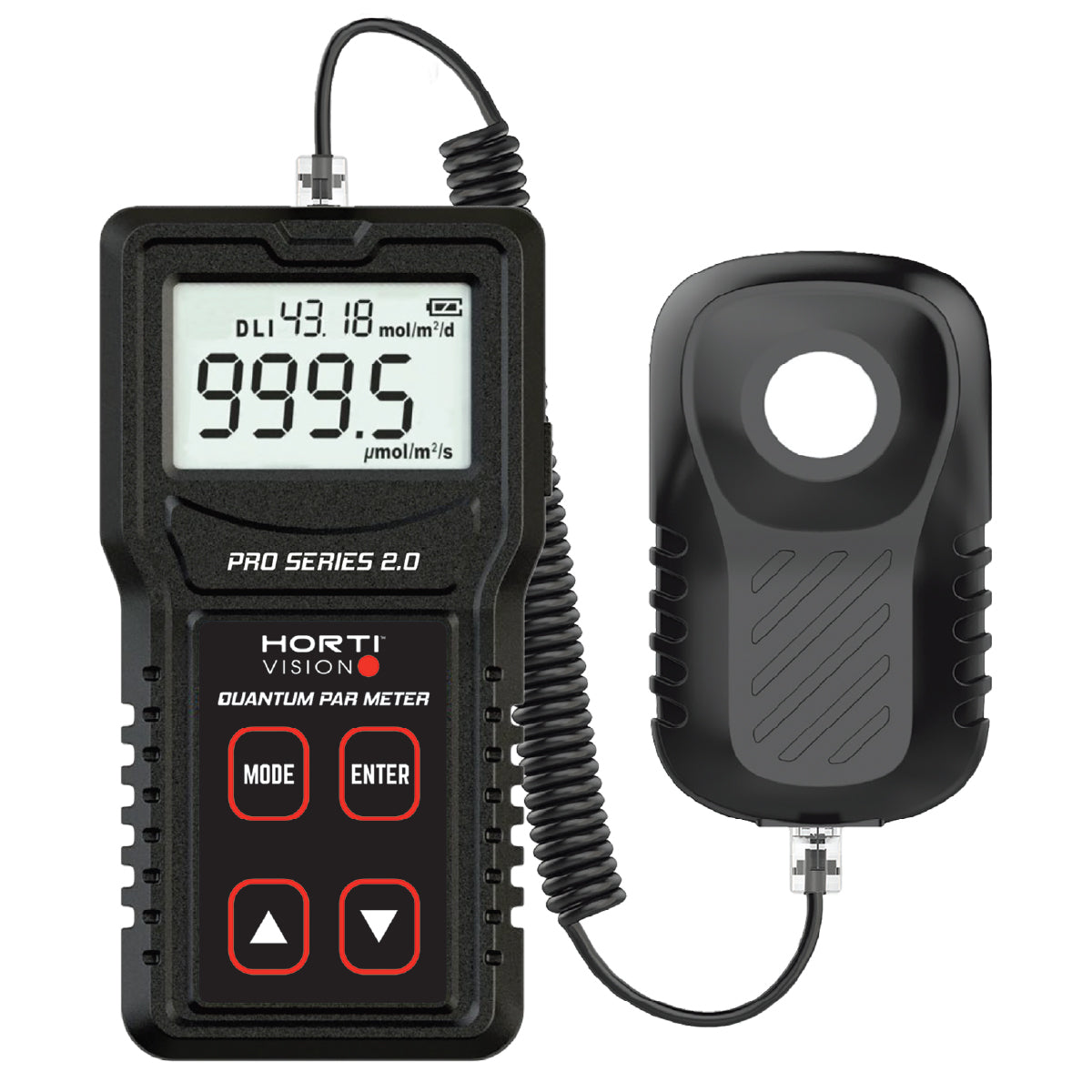 Hortivision 2.0 PAR Meter + Extendable Measurement Stick | PPFD + DLI Quantum Meter | 400–700nm PAR
