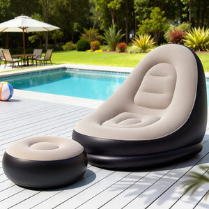 Inflatable Chair + Ottoman Set | Air Sofa | Camping | Includes Pump