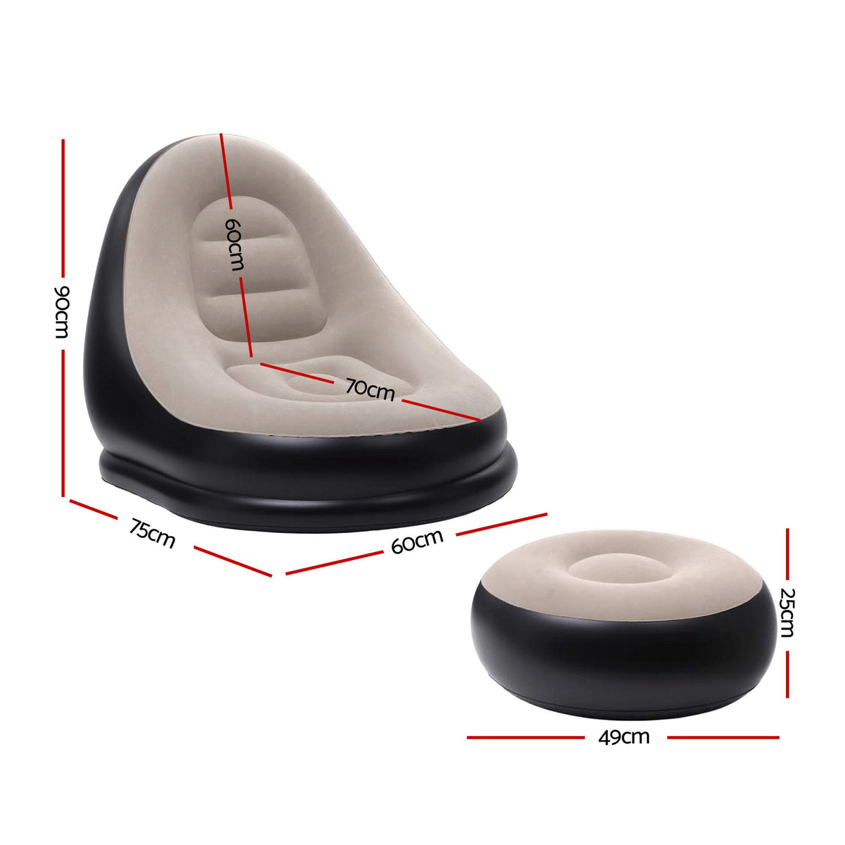 Inflatable Chair + Ottoman Set | Air Sofa | Camping | Includes Pump