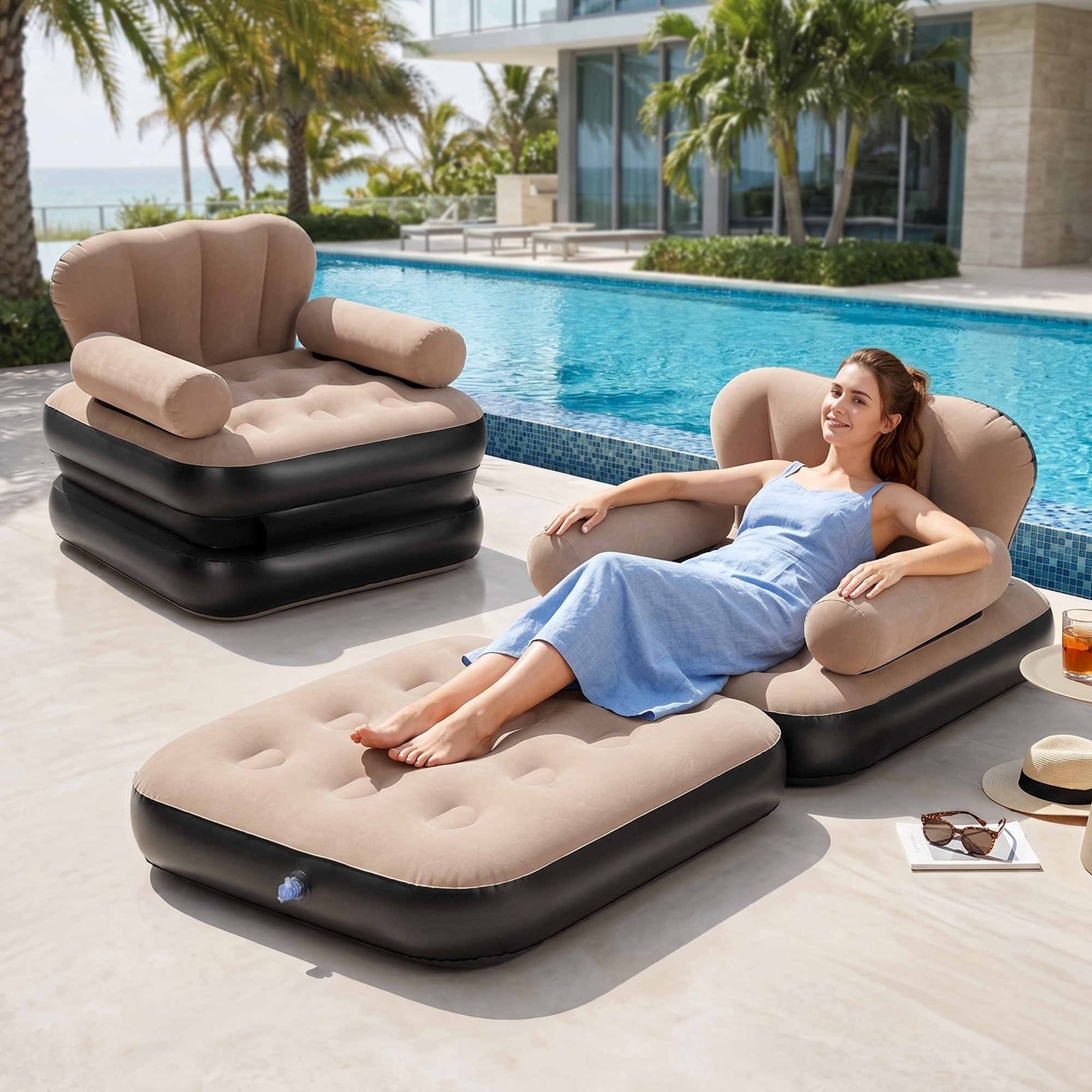 Inflatable Chair | Blow Up Camping Air Sofa with Pump