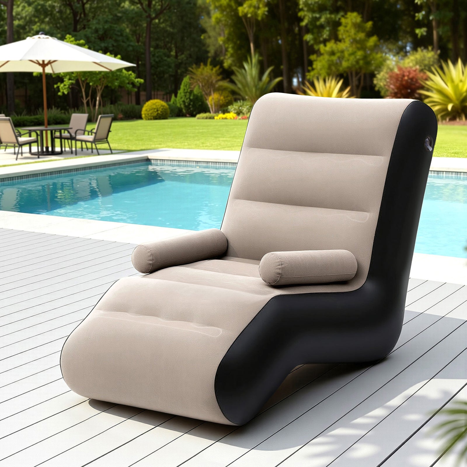 Inflatable Sun Lounger Chair | Blow Up Air Sofa | Camping | Includes Pump